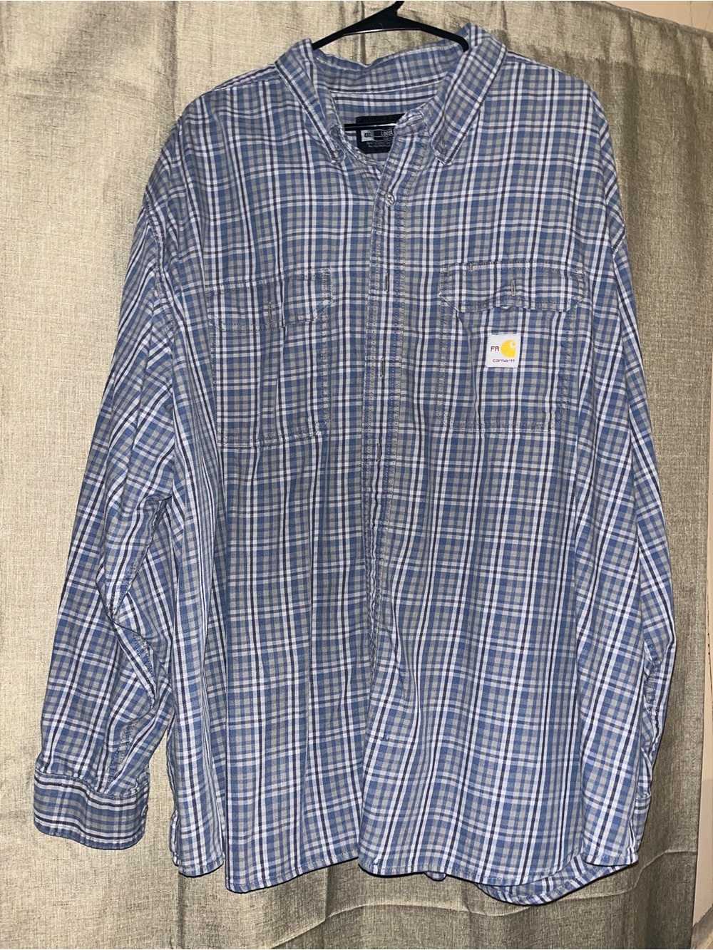 Carhartt Workwear Men's Blue Plaid Button-Front Shirt FR